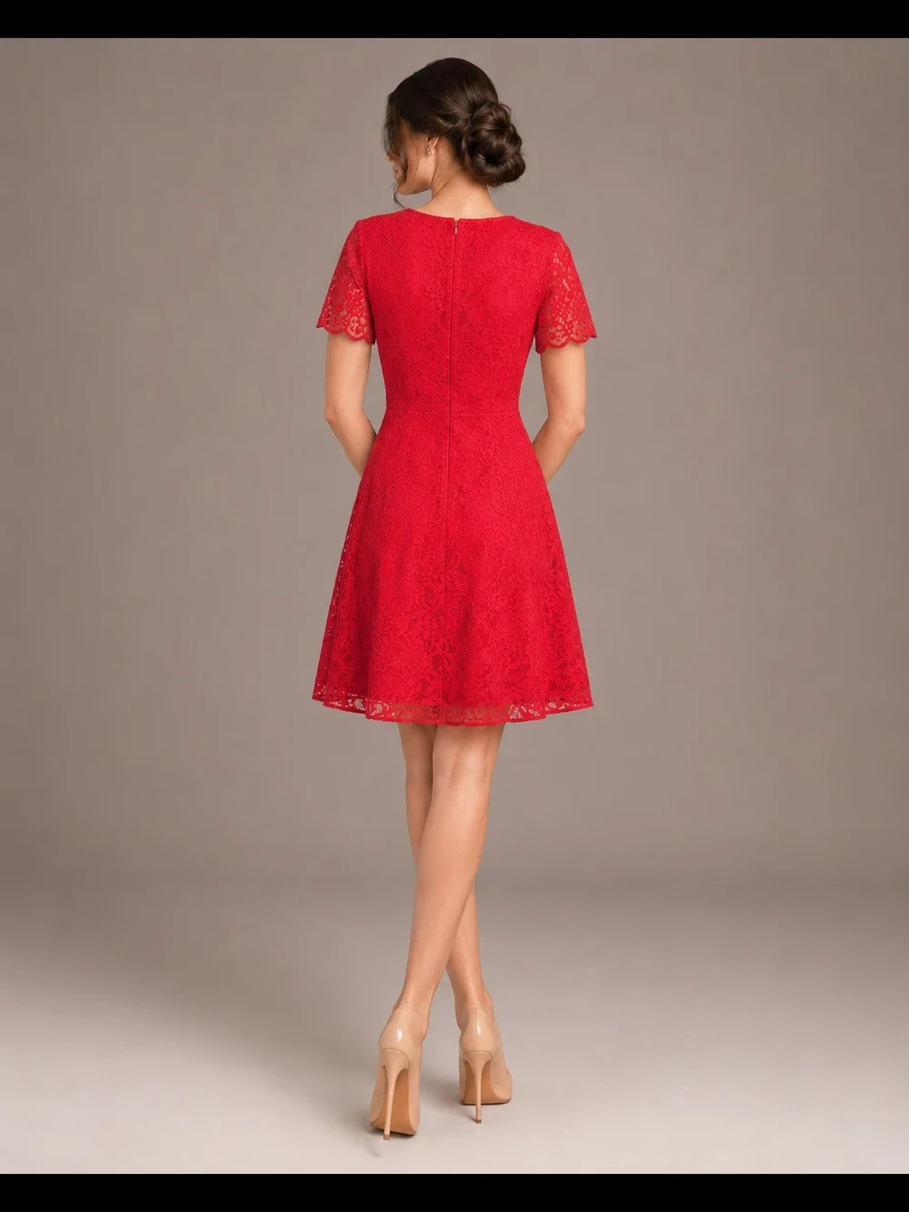 J. Crew Womens Red Lace Fit-and-Flare Mini Dress Size 6 - Picture 5 of 9